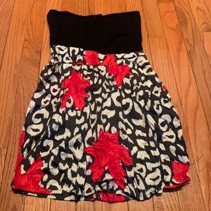 Strapless bubble hem fall theme dress